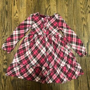 Gymboree Pink and Burgundy Plaid Button-Front Dress